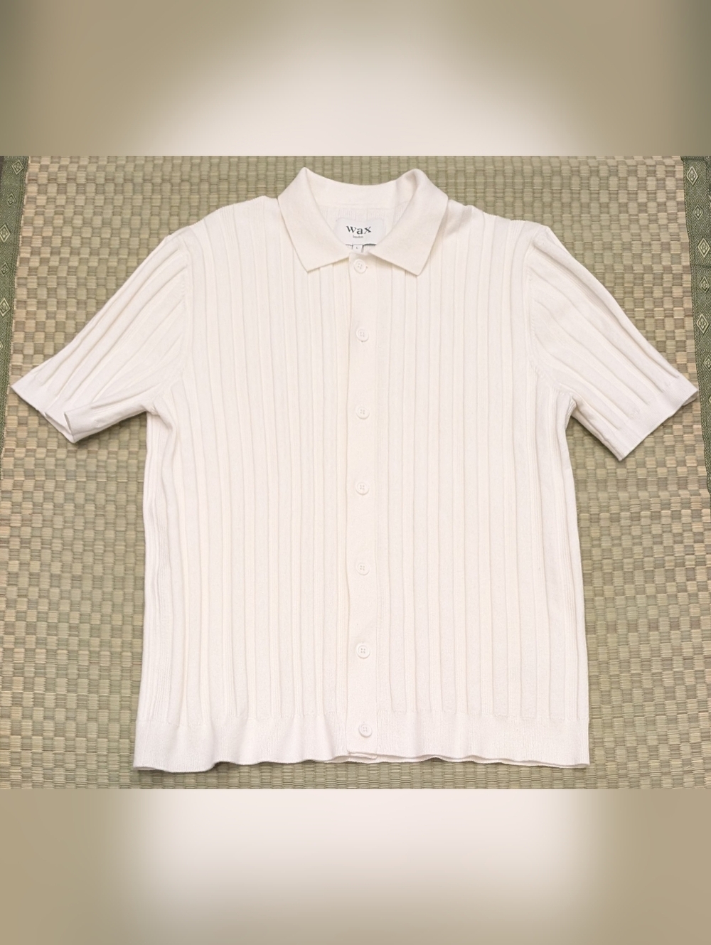 Wax London Naples Ecru Textured Knitted Polo Shirt Men's Size Large